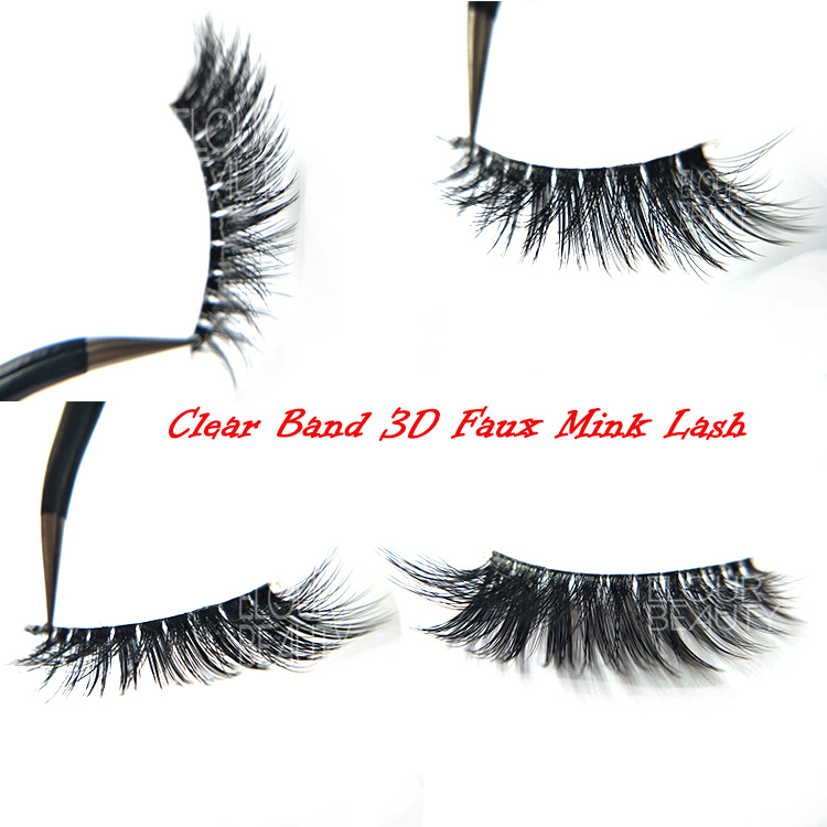 Newest Russian volume 3D faux mink eyelashes invisible band manufacturer EL31